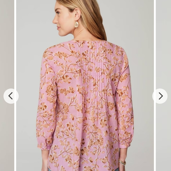 J.Jill Align Blouse, Pink & Tan Floral Print, Size M - Picture 6 of 10